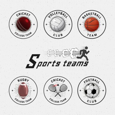 Kriket Sahası, voleybol, futbol, basketbol, squash, rugby rozetleri logo ve etiketleri herhangi bir kullanım için