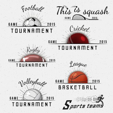 Kriket Sahası, voleybol, futbol, basketbol, squash, rugby rozetleri logo ve etiketleri herhangi bir kullanım için