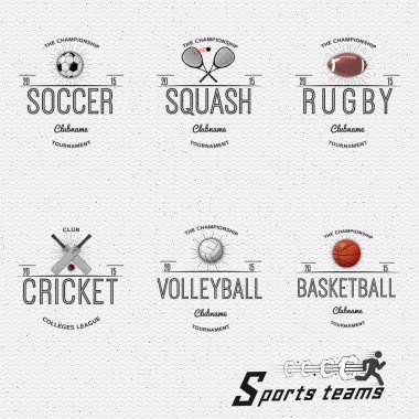 Kriket Sahası, voleybol, futbol, basketbol, squash, rugby rozetleri logo ve etiketleri herhangi bir kullanım için
