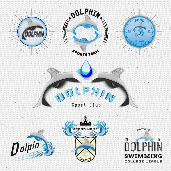 Dolphin badges logos and labels for any use — Stock Vector