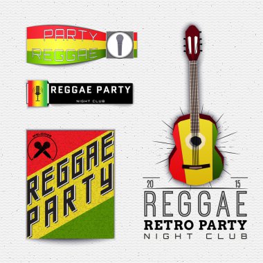 Reggae parti amblemi ve etiketleri herhangi bir kullanım için