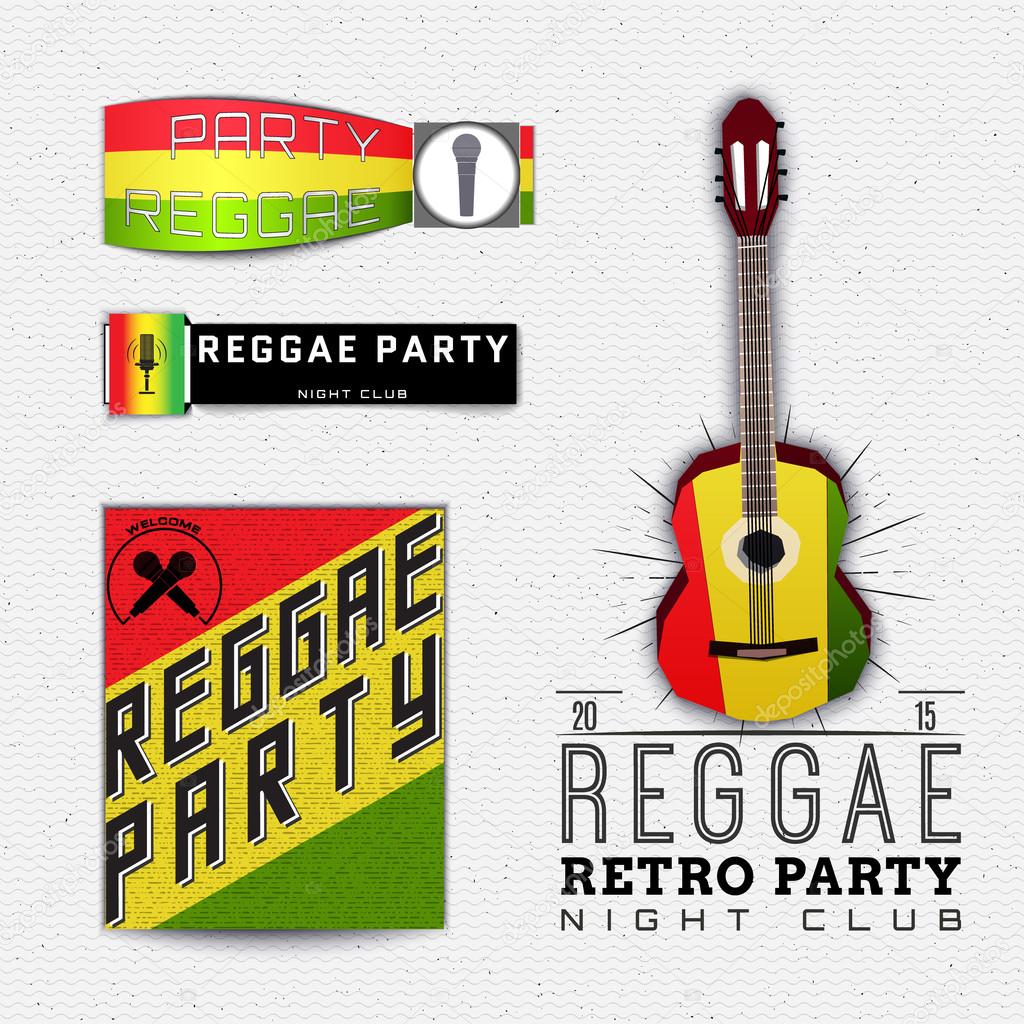 Reggae party insignia  and labels can be used for design, invitations, flyers, banners Site