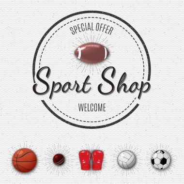 Sports shop insignia  and labels for any use clipart