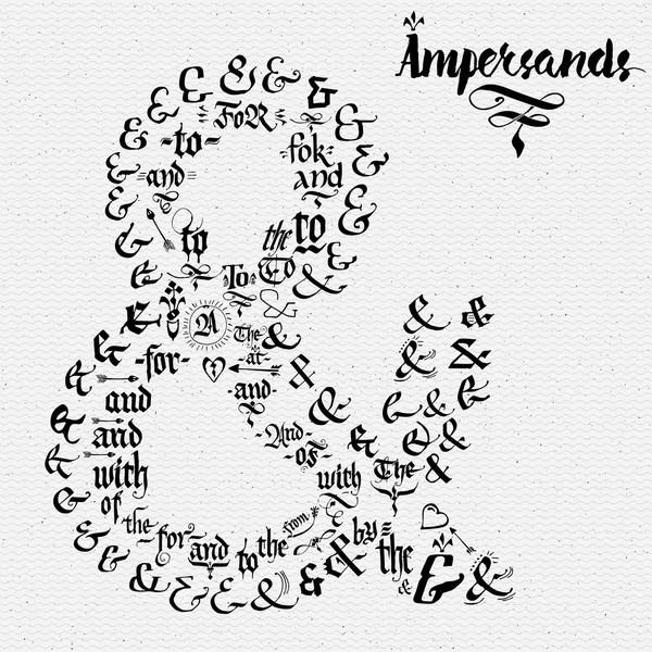 Ampersands Mão desenhada e catchwords —  Vetores de Stock