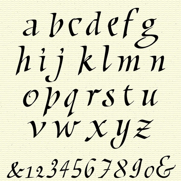 Правлячий шрифт для написання перо, рукописний каліграфічний алфавіт — стоковий вектор