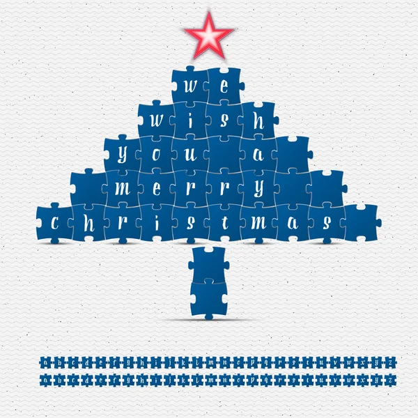 Alfabeto de quebra-cabeça com a inscrição desejamos-lhe um Feliz Natal —  Vetores de Stock
