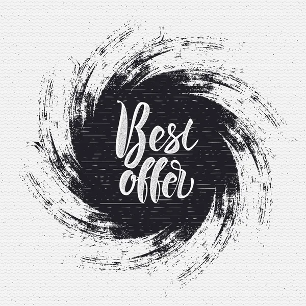 The best offer, lettering on the ink blot — Stock Vector