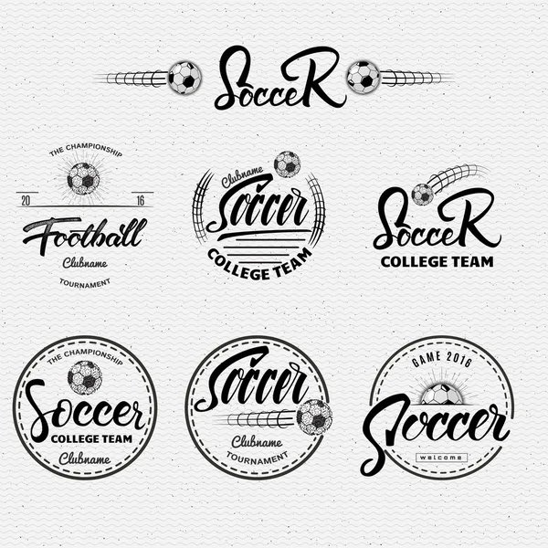Fotboll, fotboll Hand bokstäver märken och etiketter för användning — Stock vektor