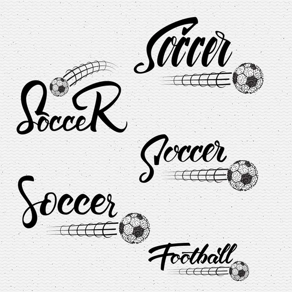Ποδόσφαιρο, ποδόσφαιρο χέρι γράμματα εμβλήματα και τις ετικέτες για οποιαδήποτε χρήση — Διανυσματικό Αρχείο