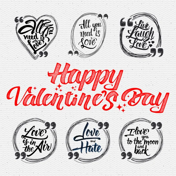 Glücklicher Valentinstag ist Tag kalligraphische Zitate über die Liebe — Stockvektor