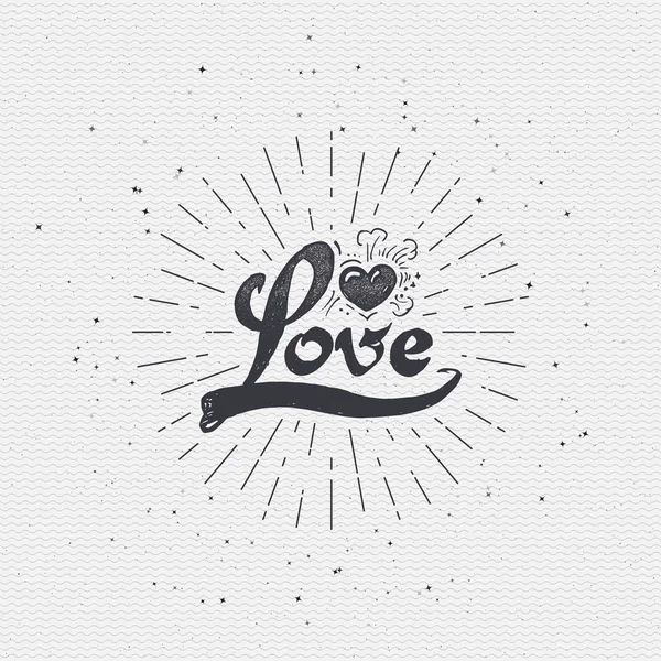 Word love badge lettering of emblem can be used to design greeting cards, posters, magazines invitation wedding — Stok Vektör