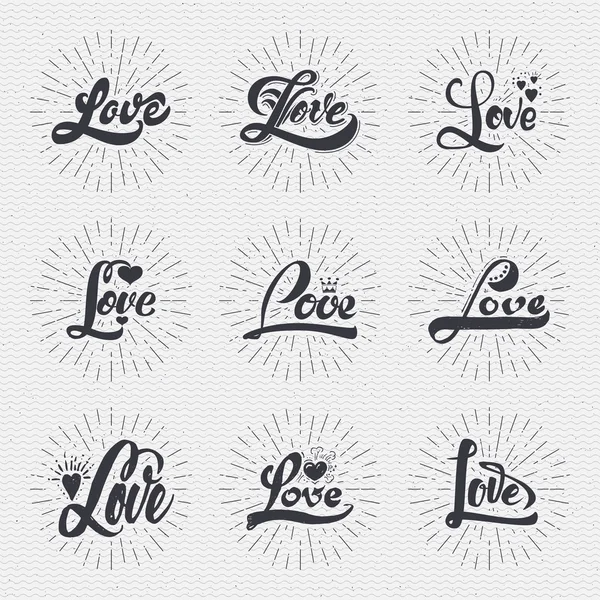 Word love badge lettering of emblem can be used to design greeting cards, posters, magazines invitation wedding — Διανυσματικό Αρχείο