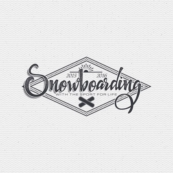 Insignia y etiqueta de snowboard Se puede utilizar para diseñar ropa para presentaciones como logotipos — Archivo Imágenes Vectoriales