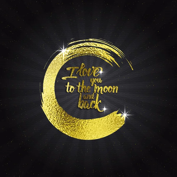 I love you to the moon and back La frase caligráfica se puede utilizar para su diseño, carteles, postales — Archivo Imágenes Vectoriales