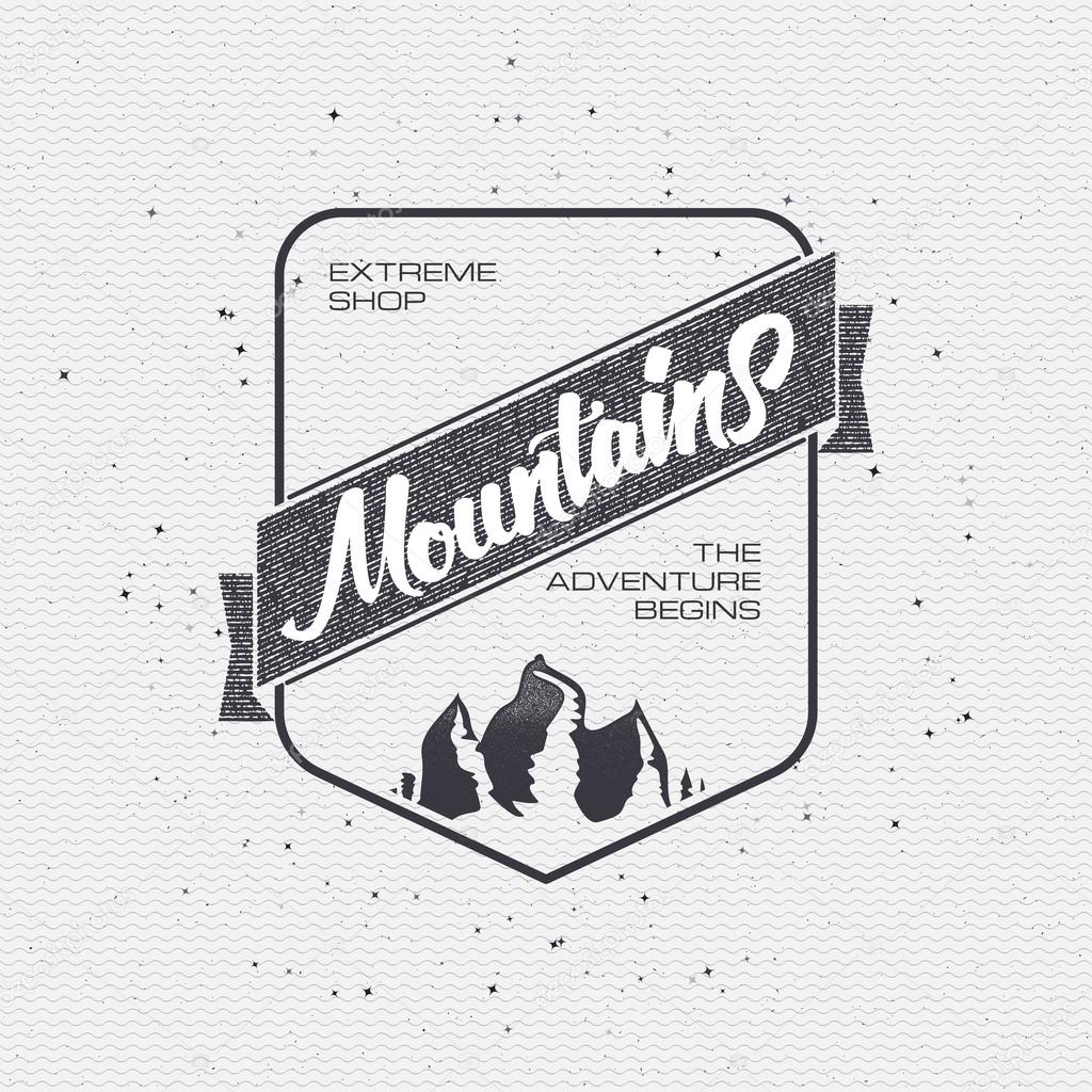 山の冒険 探検隊記章バッジで衣料品のプリントとして使用できます スタンプ名刺プレゼンテーション ストックベクター C Zao4nik