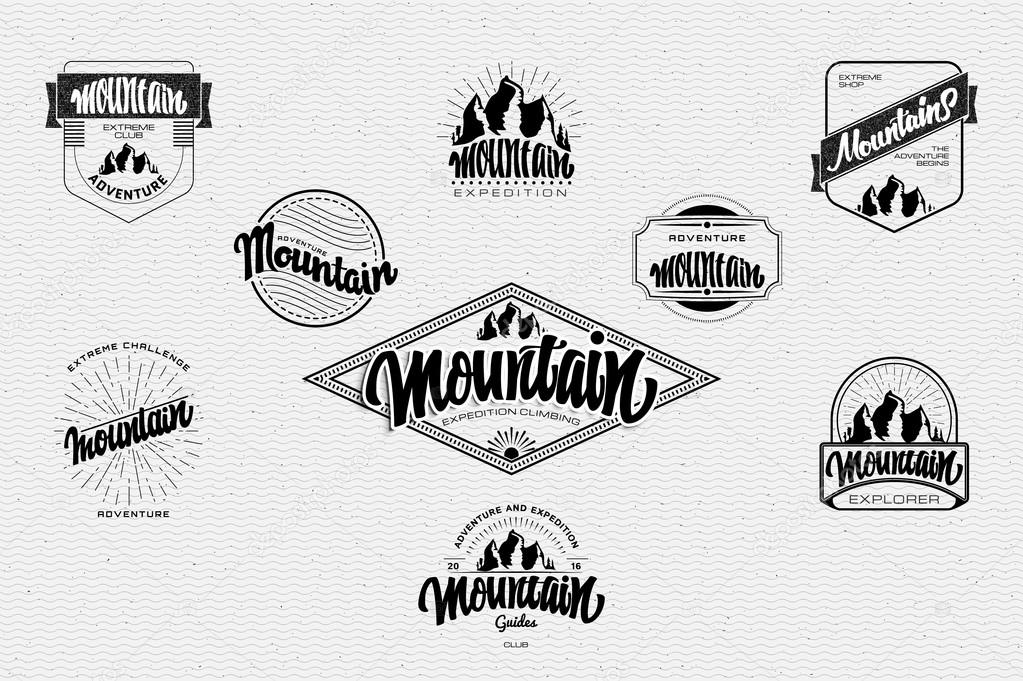 Mountain adventure and expedition insignia badges It can be used as a print on clothing, stamped business cards presentations