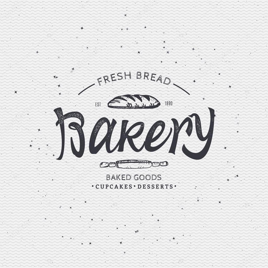 Bakery. Handwritten inscription. Hand drawn written in calligraphy, geometric elements used, rays, texture, stylized as a logo