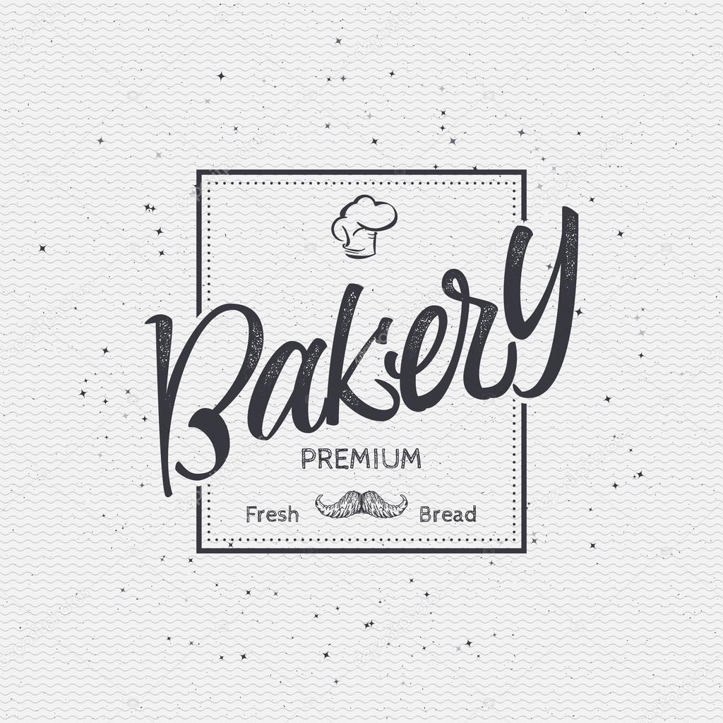 Bakery. Handwritten inscription. Hand drawn written in calligraphy, geometric elements used, rays, texture, stylized as a logo