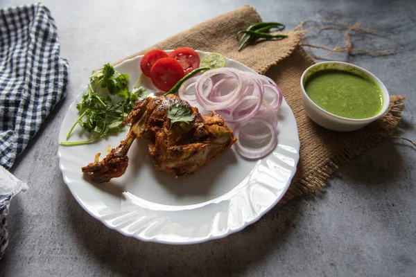 Close Delicious Chicken Tandoori Plate Use Selective Focus — Stock Photo, Image
