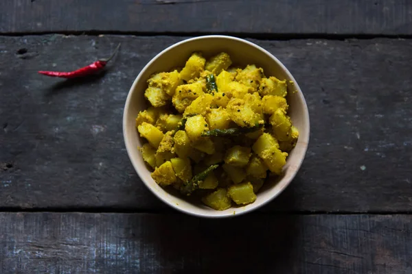 Bengali Cuisine Aloo Posto Potato Fried Poppy Seeds Mixture Spices — Stock Photo, Image