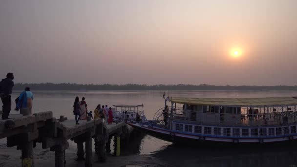 Coucher Soleil Sundarban Tiger Reserve Sur Rivière Matla — Video