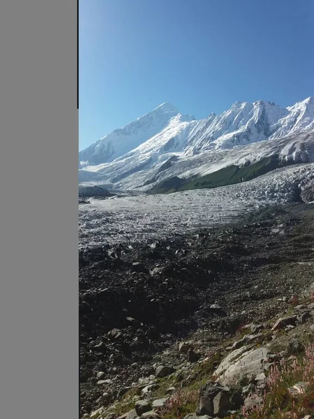 Pic Rakaposhi Blanc Neige Avec Glacier Minapin — Photo