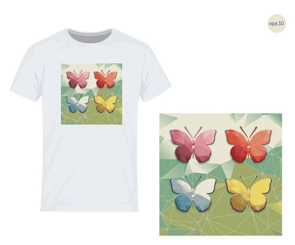 Schmetterling. Vektordesign für den Druck auf T-Shirts. — Stockvektor