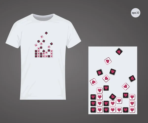 Coração, amor, o jogo. Design de vetores para impressão em camisetas — Vetor de Stock
