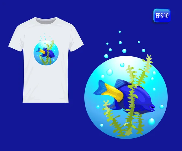 Tropische vissen... Vector Design voor afdrukken op T-shirt — Stockvector