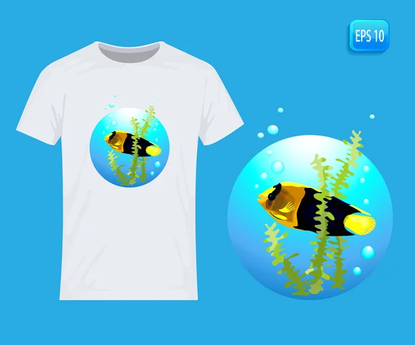 Peces tropicales.. Diseño vectorial para imprimir en camiseta — Vector de stock