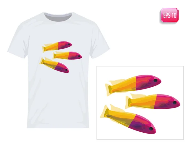 Tropikalna ryba... Wektor wzór druku na T-shirt — Wektor stockowy