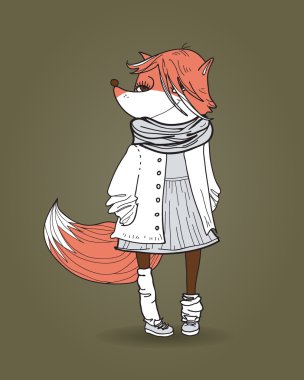 Fox, yenilikçi, genç kız. Hayvan gençlik giyim moda portre