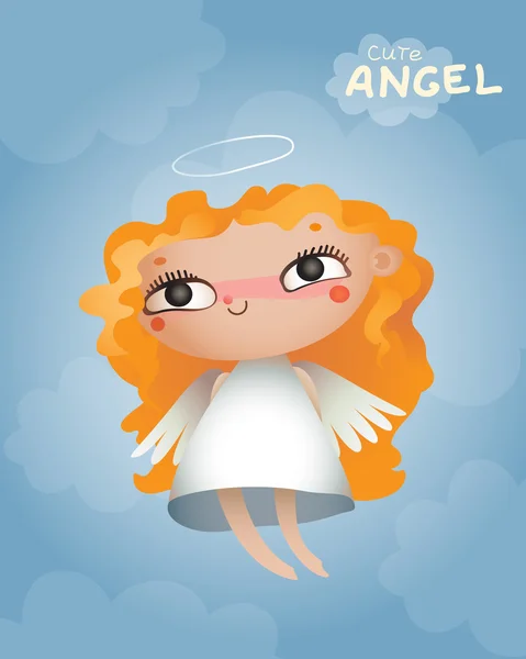 Cute-Angel-a-Little-Girl-Flying-in-the-Clouds — Stockový vektor