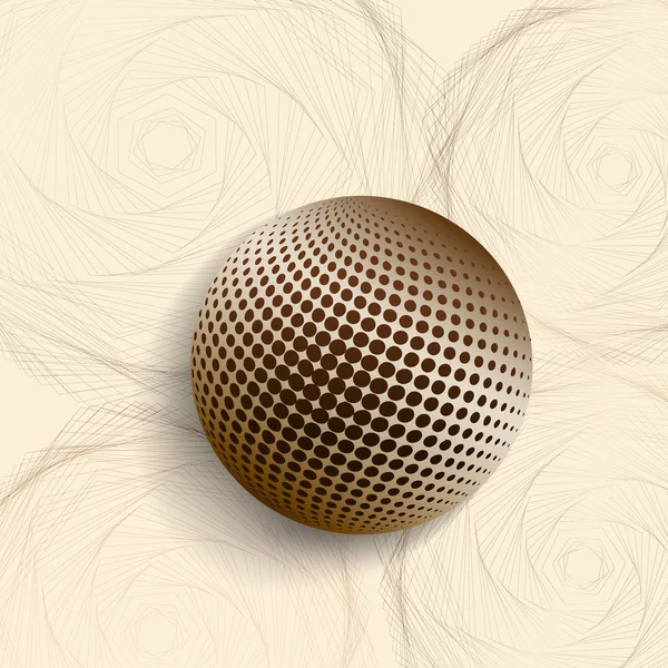 Ilustração 3d com esfera dourada e as rosas estilizadas — Vetor de Stock