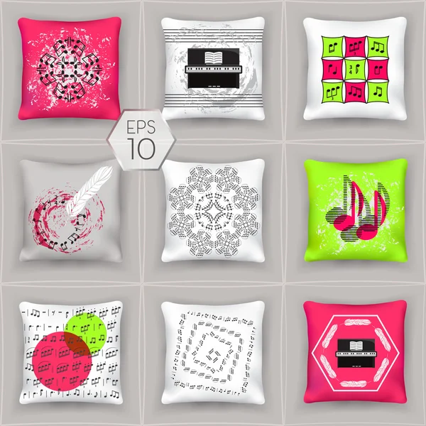 A-set-of-pillows.-Coleção de música-01 — Vetor de Stock