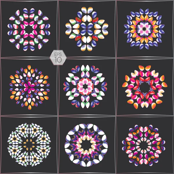 Conjunto-circular-mosaico-ornamentos-02 — Vetor de Stock