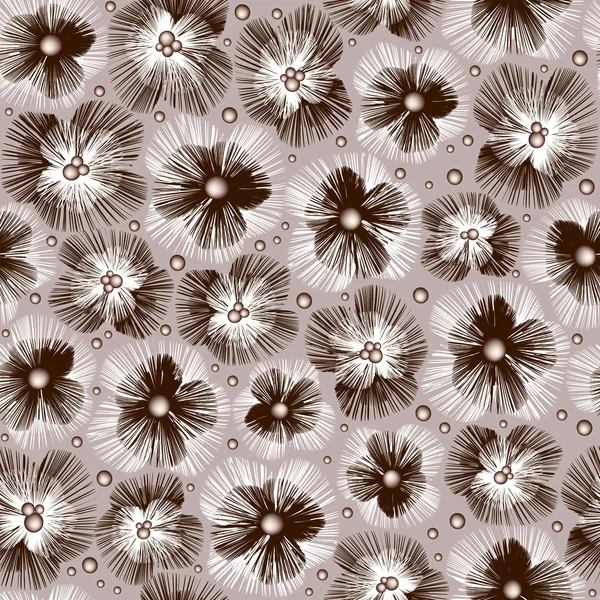 Inconsútil-patrón-con-gráfico-blanco-y-marrón-flores — Vector de stock
