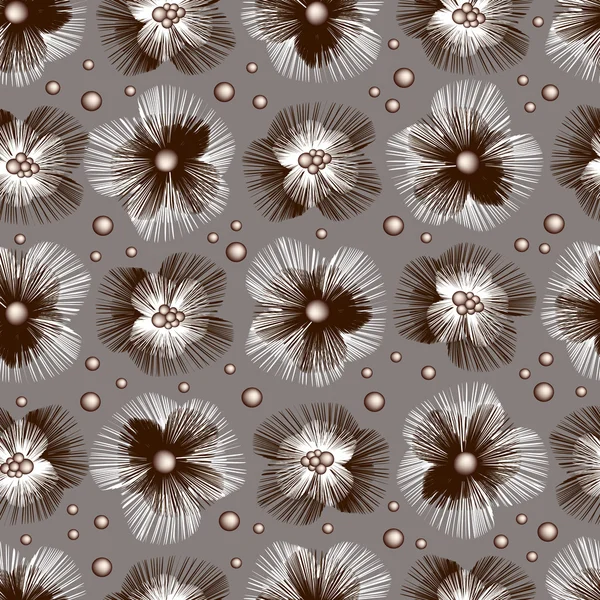 Seamless-Pattern-with-Graphic-White-and-Brown-Flowers — Stockový vektor