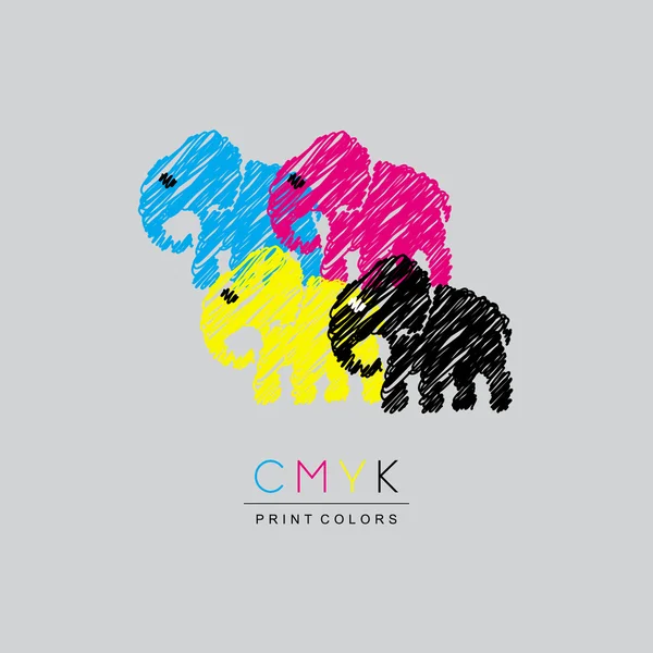Logo-CMYK-color-model-design-concept — Stock Vector