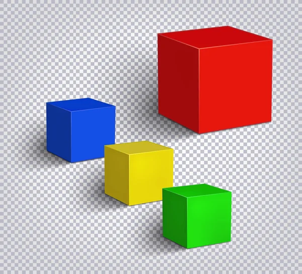 Set-of-multicolor-blank-cubes-on-a-checkered-background — Archivo Imágenes Vectoriales