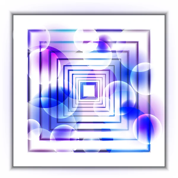 3d-concentric-squares-in-perspective-in-the-form-of-a-tunnel-with-colored-light-reflections — ストックベクタ