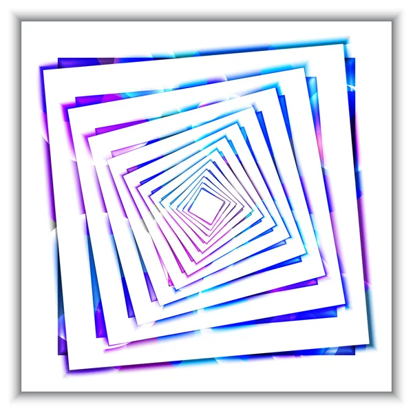 3d-concentric-squares-in-perspective-in-the-form-of-a-tunnel-with-colored-light-reflections — ストックベクタ