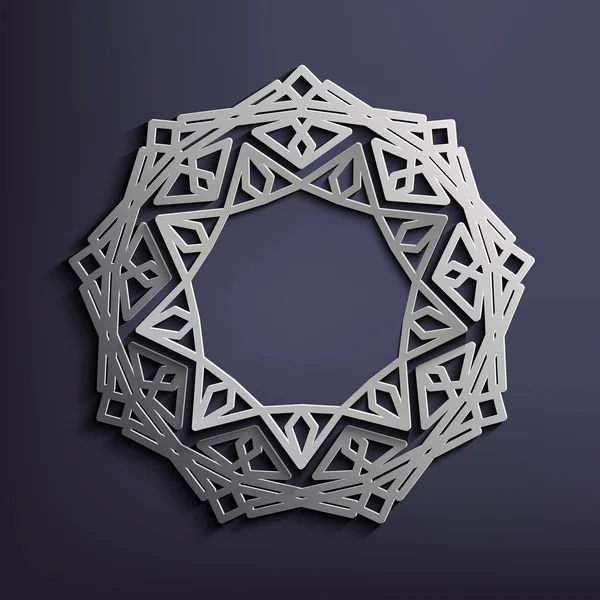 3d-islamisch-kreisförmiges-Ornament-aus-altem-Silber — Stockvektor