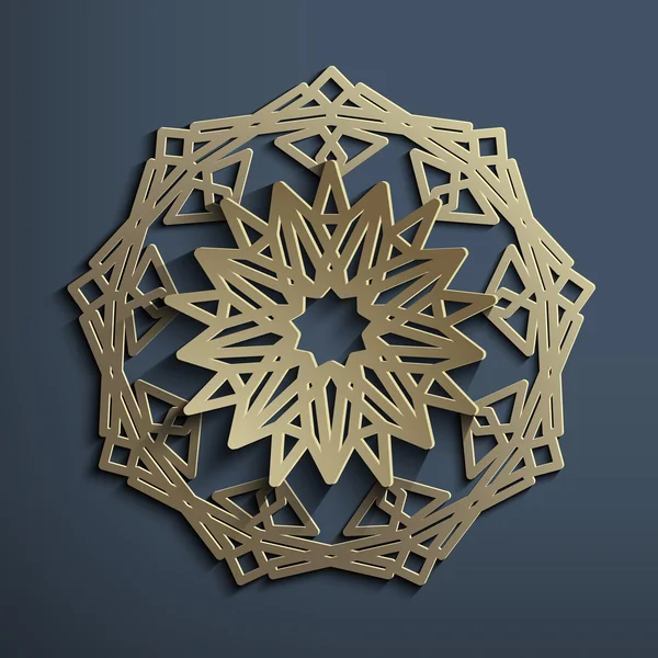 3D-Islamic-circular-Ornament-of-Old-Gold-or-Brass-09 — Vetor de Stock