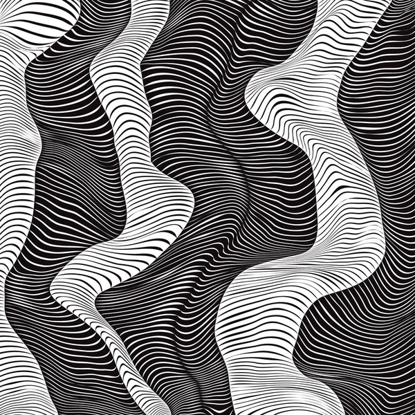 Wavy-striped-black-and-white-vector-background-Abstract-monochrome-pattern — 图库矢量图片