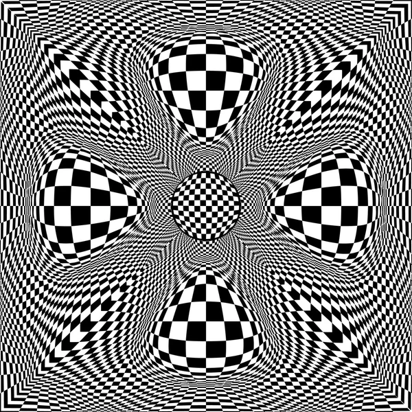 Svartvitt-rutig-bakgrund-radiellt-symmetriskt-mönster — Stock vektor