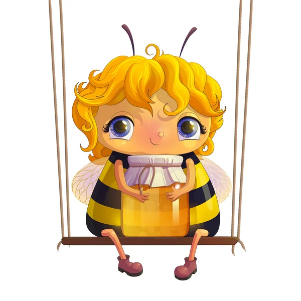Bee-with-a-jar-of-Honey — Stock vektor