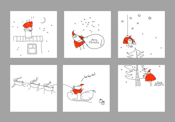 A-set-scenes-with-Santa-Claus — Stockvector