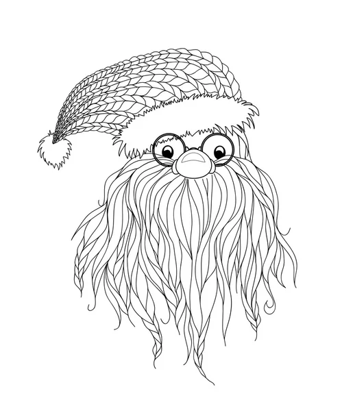 Weihnachtsmann-Bart-Brille-Mütze-Weihnachtssketch — Stockvektor