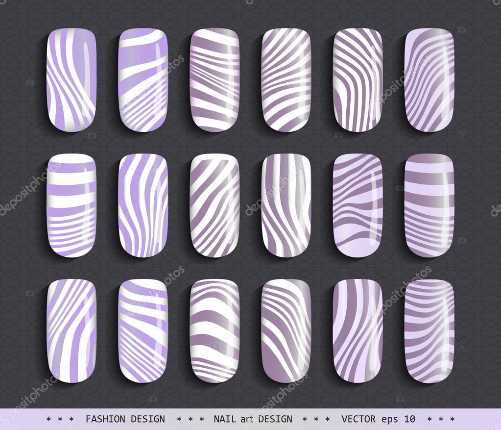 Nail-art-design-lavender-pink-white-striped-zebra